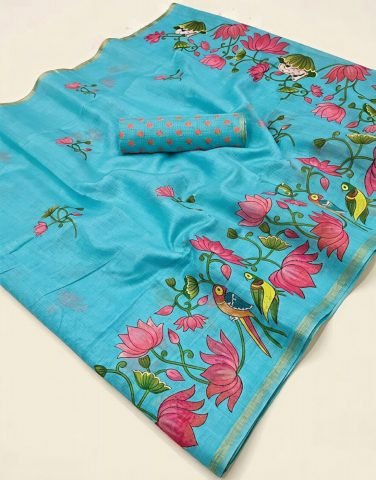 Lotus Pichwai Print Saree