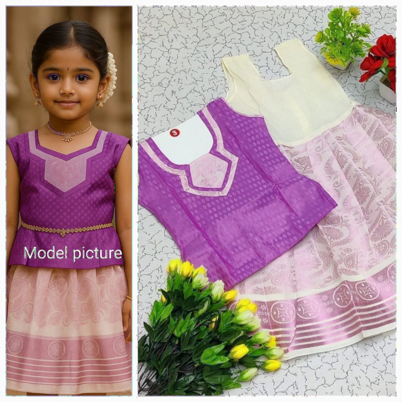 Lavender and Pink Pavadai