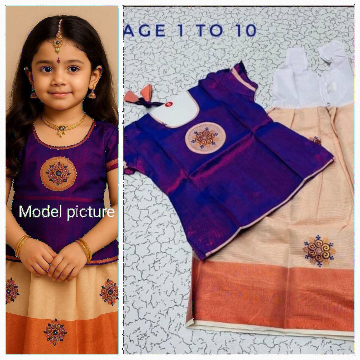 Purple and Peach Pavadai