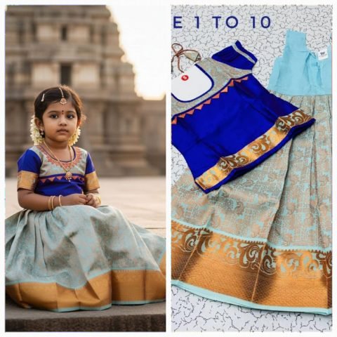Royal Blue and Grey Pavadai